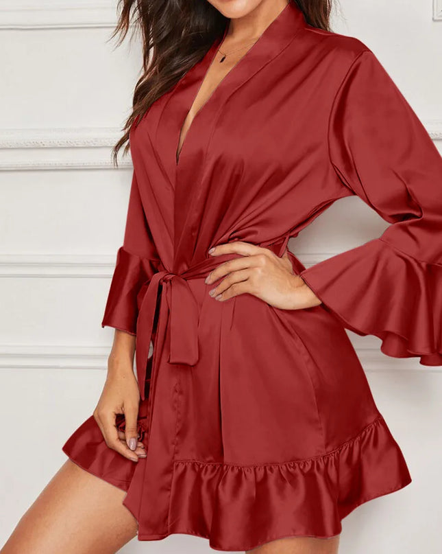 Sexy Robe Satin Silk Pajamas Kimono