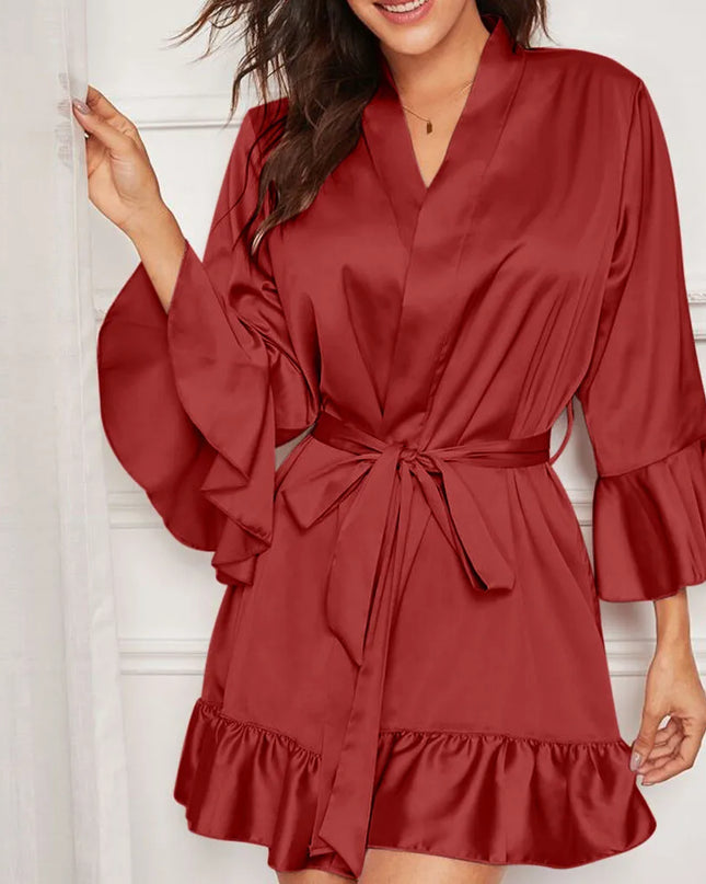 Sexy Robe Satin Silk Pajamas Kimono